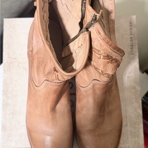 BED|STU Tan Leather Ankle Booties